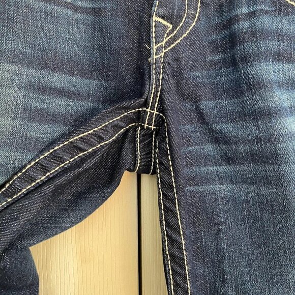 True Religion Becky Button Flap Logo Pockets Dark Whiskered Contrast Stitch Jean - Picture 8 of 9